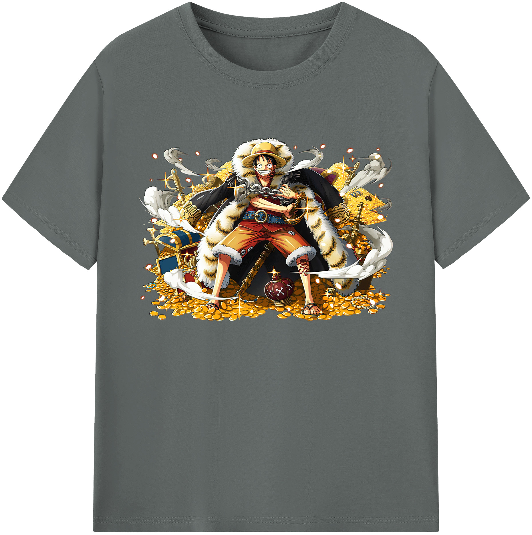 ワンピース モンキー・D・ルフィ ONE PIECE Monkey D. Luffy 綿100％ メンズ半袖Tシャツ｜肌触りやわらか＆通気性